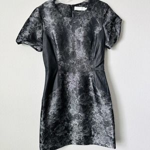 Kaelen Silver Chrome Brushed Leather Side Panel Mini Cocktail Dress